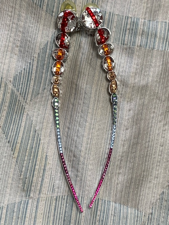 Swarovski Jewelry - Ultra Rare Collector's Swarovski "Spectrum Shine" Crystal Linear Clip Earrings
